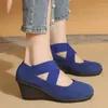 Dress Shoes Suede Wedges Women 2024 High Heels Spring Rome Walking Fashion Comfort Work Trend Pumps Zapatos Para Mujer