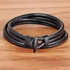 Top 2019 Fashion Hook Leather Bracelets For Men Popular Boys Knight Courage Bandage Charm Black Anchor Bracelets X0706305K