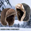 Berets Leder Winter Trapper Hut Mode verdicken warmes Ohrschutz Ski Ushanka Kunstfell ausgekleideter winddes Schneekappe mit Klappe