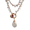 Yygem Style romantique Natural Top-Recul Culture Culture White Keshi Pearl Choker Collier Perle Perle Pendant 18 "Pour les femmes 231222