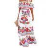 Casual Dresses Summer Dress 2 Färger Lång National Style Cool Elegant Women Floral Print Slim