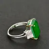 925 Sterling silver Big Green Emerald Zircon Wedding rings for women Top brand Girls Ladies Engagement party jewelry Whole274v