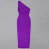 Casual Dresses One Shoulder Fashion Cut Out Pleated Evening Dress Women's Formal Purple Wedding Party Club Long Gown A Line Robe 2023