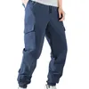 Men's Pants 2024 Multi-Pockets Spring Cargo Men Drawstring Solid Slim Fit Joggers Streetwear Casual Straight Trousers