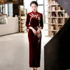 Abbigliamento etnico sovradimensionato 5xl cinese tradizionale femmina abito da qipao lungo abito squisito ricamo classico cheongsam autunno inverno velluto