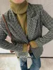 Женские костюмы клетчатые шерстяные шерстяные куртки Женская одежда 2023 Y2K Корейский стиль моды Винтажные зимние топы Элегантный шикарный костюм верхней одежды