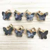 Natural Stone Gray Agates Druzys Drusy Pendants Butterfly Charms for Women Men Unisex Jewelry Necklace Making 6PCS Whole Lot 2267C