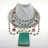 Yygem Green Agate Pendant 5 brins 18 '' Collier de chaîne de cristal rouge vert perlé blanc style vintage de la fête vintage 231222
