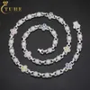 Neue Mode 10mm 925 Sterling Silber VVS Moissanit Diamant Buntes CZ Vier Blattklee vereisere Perlenverbindungskette Halskette