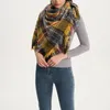 Scarves Plaid Triangle Scarf Shawl Print Fringe For Women Wide Cape With Contrast Color Warm Thick Fall