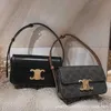 Celins's Leather Luxury Classic Bold Bag Bag Bag Bag Triunfal Mujeres 2023 Tendencia de moda de cuero de palo francés con logotipo real