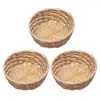 Dinnerware Sets 3 Pcs Woven Basket Coffee Table Tray Bamboo Storage Box Bread Hand Made Container