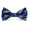 Bow Ties High Quality Silk Banket Business Wedding Blue Stripe Red Black Fashion Men's Suit Shirt