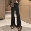designer Slightly Flared Open Knit Wide Leg Women in Autumn Winter A Drooping High Waisted Drawstring for and Casual Floor Mopping Pants