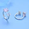 Cluster Rings PANQDIY Pear Square Zircon Sterling 925 Silver Classic Engagement For Women Gift Adjustsale Opening Ring Party