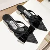Slippers Temperament High Heels 2023 Water Diamond Bow Silk Fine Heel Pointed Sandals Women's Bag Head Muller