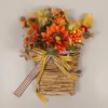 Decorative Flowers Small Door Wreath Autumn Color Sunflower Simulation Flower Wall Hanging Basket Thanksgiving Window Suction Cups