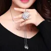 Anhänger Halskette Mode Elegante Pullover Kette Kristall Schnee Star Lotus Blume Lange Halskette für Frauen Mädchen Geschenke Schmuck Schmuck