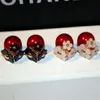 New fashion unique luxury designer double sided beautiful flower pearl elegant stud earrings for woman girls2672