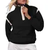 Hoodies للنساء الصوف من النوع الثقيل نصف الرمز البريدي Pullover طويلة الأكمام طويلة الحجم محصول محصول القمصان مع التاريخ للنساء