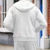 Erkek Hoodies Erkek Sweatshirt ceket Sonbahar Kış Kapüşonlu Fermuar Plak Waffle Doku Sport Jogging Suit Fitness