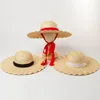 Berets X234 Hand-knitted Ring Flat Top Tether Decorative Raffia Straw Hat Outdoor Travel Beach Sunscreen Shade Summer Cap