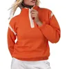 Hoodies للنساء الصوف من النوع الثقيل نصف الرمز البريدي Pullover طويلة الأكمام طويلة الحجم محصول محصول القمصان مع التاريخ للنساء