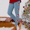 Leggings femininos shorts de roupas íntimas para treinar calças de bloco de cores de impressão de Natal