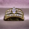Sparkling Victoria Luxury Jewelry 925 Sterling Silvergold riempimento Marquise Topaz White Topaz Cz Diamond Gemstones Women Wedding Band R287M