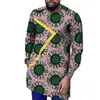 Etniska kläder Afrikanska herrskjorta Patchwork Design Långärmade toppar Nigeriansk stil Trendig tryck Male Wedding