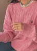 Dames truien gebreide trui borduurwerk vrouwen met lange mouwen gebreide pullover jumprt vrouwelijke kleding massief mannen roze grijze tops 5798