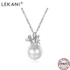 Lekani 925 Sterling Silver Women's Pearl Pendant Halsband Luxury Zircon Fine SMEEXKE SMEYCHIVE Fashion Send Friends Engagemen243s