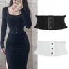 Belts 2023 Design Women's Black Elastic Wide Waistband Pu Leather Cummerbund Ladies Designer Overcoat Belt Women Mujeres Cintura