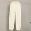 Pantaloni da donna a gamba larga con la vita in alto in fitta sciolta di pantaloni a colori solidi con caviglia profonda per gli sport casuali