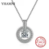 Yhamni 100% 925 Sterling Silber Mode runden Kristall Anhänger Halskette Full CZ Diamond Chain Schmuck für Frauen Geschenk DZ223279K