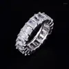 925 Silver Pave Setting Full Square Simulated Diamond Cz Eternity Band Engagement Wedding Stone Rings Storlek 5 6 7 8 9 10 11 121271J