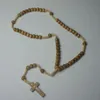 Träpärlat korshänge charm halsband kristna smycken religiös Jesus radband trä pärlor smycken214v