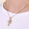 CH Designer Cross Pendant Naszyjnik Chromy Double Diamond Gold Hip Hop Men Men Damskie Sweter Łańcuch serca Lover Prezent Sanskrit Luksusowa moda Nowa marka 2024 96B1