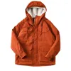 メンズジャケット秋の冬の屋外防水フード付きラムベルベットジャケットメンズ厚いドローストリングウエストコットコート