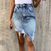 Kjolar mode oregelbundet hem wrap höft kjol 2023 sommar smala trasiga hål denim halvkroppsklänningar kvinnlig bekväm casual streetwear