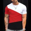 Herren-T-Shirts Sommer Polyester T-Shirt Farbblockierendruck 3D Daily Casual Lose Lose übergroße trendige Straße atmungsaktiv