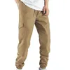 Men's Pants 2024 Multi-Pockets Spring Cargo Men Drawstring Solid Slim Fit Joggers Streetwear Casual Straight Trousers