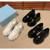 10A Loafers Women Platform Patent Leather Dress Shoe Black White Triangle Design Classic Luxury Casual Shoes