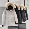 남성 디자이너 캐나다 다운 재킷 패션 브랜드 거위 긴 코트 큰 포켓 모피 칼라 열 상단 남성 대형 방풍 커플 코트