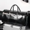 Duffel Torbalar Siyah Katı Seyahat Çantası Erkekler Büyük Kapasite Kısa Yolculuk Deri İş Kadınları Çanta Lüks El Bagaj