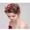 Fashion Rignestone Red Flower Gold plaqué Butterfly Bandons de mariage Tiara Pearl Bands Bridal Hair Bijoux Accessoires 241R