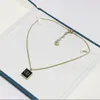 Hänge halsband svart läder fyrkantig kedja minimalistisk halsband, lätt lyx, fashionabla pendling