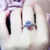 Anello d'argento sterling 100% 925 1 5 carati rotondi cZ giganteschi di fidanzamento diamantato per donne regalo di nozze315o