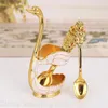 Dinnerware Sets Creative Set With Decorative Swan Base Holder And 6 Spoons Or Folks For Coffee Fruit Dessert Stirring Mixing