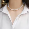 Ashiqi Natural Freshwater Pearl Chokers Necklace 925 Sterling Silver Jewelry For Women Gift Fashion 231222